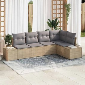 vidaXL Σετ Κήπου 5 Τεμαχίων Με Μαξιλάρια Σε Μπεζ Πολυ Ράτανα