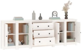 vidaXL Συρταριέρα Λευκή 230x35x80 εκ. από Μασίφ Ξύλο Πεύκου