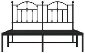 vidaXL Μεταλλικό Πλαίσιο Κρεβατιού με Κεφαλάρι Μαύρο 135 x 190 εκ.