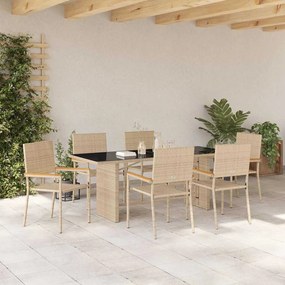 vidaXL Σετ Εξωτερικού με Τραπέζι και Καθίσματα 7 Τεμαχίων, Μπεζ Πολυ Ράττανα.