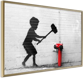 Αφίσα - Banksy: Hammer Boy - 30x20 - Χρυσό - Χωρίς πασπαρτού