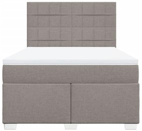 vidaXL Κρεβάτι Boxspring με Στρώμα Taupe 140x200 εκ. Υφασμάτινο