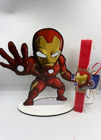 Τύπου Iron man Avengers Αρωματική λαμπάδα ν.3 - Σετ Λαμπάδα και πλάτη με βάση