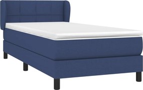 vidaXL Κρεβάτι Boxspring με Στρώμα Μπλε 90x190 εκ.Υφασμάτινο
