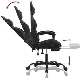 vidaXL Καρέκλα Gaming Μασάζ Υποπόδιο Μαύρο από Συνθετικό Δέρμα