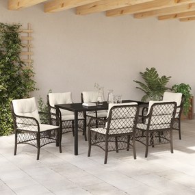 vidaXL Σετ 7 Τεμαχίων Τραπεζαρίας Κήπου με Μαξιλάρια