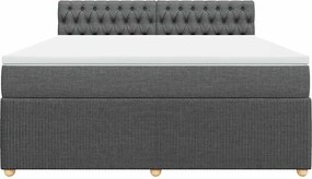 vidaXL Κρεβάτι Boxspring με Στρώμα Σκούρο Γκρι 180x200 εκ Υφασμάτιν