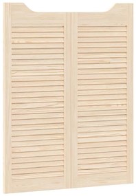 Swing Doors Louvred Design 2-Pair 100x80 cm μασίφ ξύλο πεύκο - Καφέ