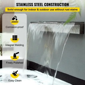 600mm Stainless Steel Waterfall Water Blade Cascade Koi Fish Pond Bottom Inlet