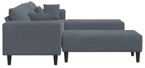 vidaXL Βελούδινος καναπές 3 pcs Σκούρο Γκρι 208 εκ. Βελούδο