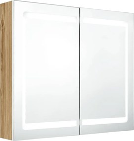 vidaXL Καθρέφτης Μπάνιου με Ντουλάπι &amp; LED Λευκό και Δρυς 80x12x68 εκ.
