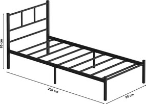 Μονό Κρεβάτι Μαύρο CLURU 90x200x85