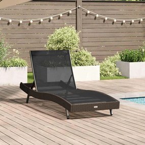 vidaXL Ξαπλώστρα 1-πρόσωπο Καφέ 197 x 70 x 82 εκ. Πολυ ράταν