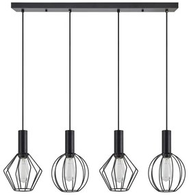 Κρεμαστό Φωτιστικό Οροφής 4xE27 Πλέγματα Adept Flex Homelighting-77-8907-Μαύρο 77-8907