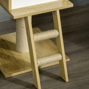 PawHut Δέντρο για γάτες, ύψους οροφής, σπίτι για γάτες, δύο πλατφόρμες, αιώρα, προστασία από ανατροπή, ανοιχτό καφέ+μπεζ, 40 x 40 x 260 cm