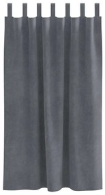 vidaXL Κουρτίνες με κουρτίνες 2 pcs Ανοιχτό γκρι 140 x 175 cm Βελούδο