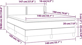 vidaXL Κρεβάτι Boxspring με Στρώμα Μαύρο 140x190 εκ. Βελούδινο