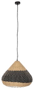 Φωτιστικό Οροφής Κρεμαστό C4354 Φυσικό Rattan - Paper Rope σε Φυσικό -Μαύρο Φ54x42-145Υεκ. 54x54x145 εκ.