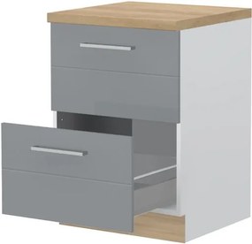 Επιδαπέδιο ντουλάπι Hudson R-60-2MBOX-Λευκό - Γκρι - 60.00Χ60.00Χ88.00cm