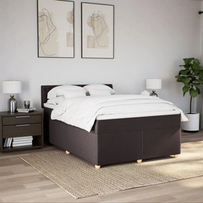 vidaXL Κρεβάτι Boxspring με Στρώμα Σκούρο Καφέ 140x200 εκ Υφασμάτινο