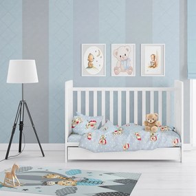 Σεντόνι Βρεφικό Με Λάστιχο Two Lovely Bears 64 Blue DimCol Crib 70x140cm 100% Βαμβάκι