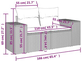 vidaXL Σαλόνι Κήπου 5 Τεμαχίων Γκρι από Συνθετικό Ρατάν με Μαξιλάρια
