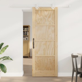 vidaXL Συρόμενη Πόρτα με Σετ Εξαρτημάτων 78x211 cm Συμπαγές Ξύλο Πεύκο