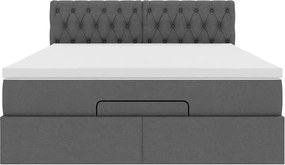 vidaXL Οθωμανικό κρεβάτι με στρώμα Σκούρο γκρι 140x200cm ύφασμα