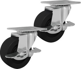 vidaXL Τροχίσκος 2 pcs Μαύρο και ασημί 50,7 x 50,7 x 24,4 χιλ