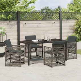 vidaXL Σέτ φαγητού για κήπο 5 pcs Γκρι συνθετικό ρατάν