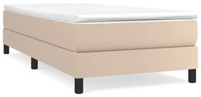 vidaXL Κρεβάτι Boxspring με Στρώμα Καπουτσίνο 90x190εκ.από Συνθ. Δέρμα