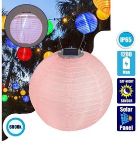 Ηλιακό Φωτιστικό Φαναράκι IP65 Υφασμάτινο LED 1W Globostar-71595-Ροζ 71595