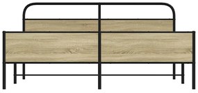 vidaXL Σκελετός Κρεβ. Χωρίς Στρώμα Sonoma Δρυς 183x213 εκ. Μεταλλικό