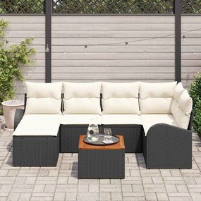 vidaXL Σετ Καναπέ Κήπου 7 pcs Μαύρος, λευκός