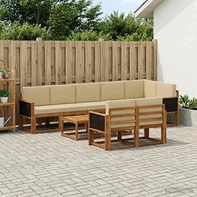 vidaXL Σειρά Καναπέ Εξωτερικού 9 pcs Φυσικό και Μπεζ Πολυεστέρας