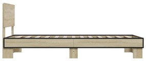 vidaXL Πλαίσιο Κρεβατιού Sonoma Δρυς 75 x 190 εκ. Επεξ. Ξύλο & Μέταλλο
