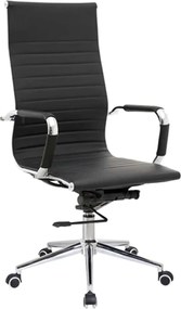 BF3300 Πολυθρόνα Γραφείου Διευθυντή, Μέταλλο Βάση Χρώμιο PU Μαύρο   1τμχ
