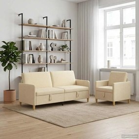 vidaXL Σαλονάκι Σετ Με Αποθηκευτικό Χώρο 2 pcs Κρεμ Πολυεστέρας