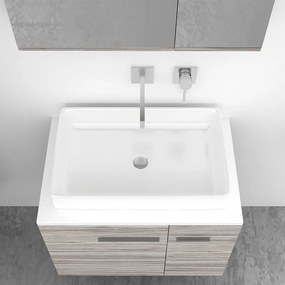 Orabella Solid Surface 70 με δύο Πόρτες - Κρεμαστό Έπιπλο Μπάνιου για επικαθήμενο νιπτήρα και καθρέπτης ντουλάπι - F60175