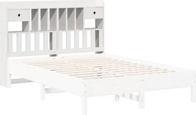 vidaXL Κεφαλάρι με Αποθ. Χώρο Λευκό 150 εκ. από Μασίφ Ξύλο Πεύκου