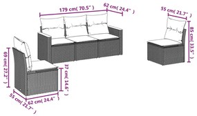 vidaXL Σετ Καναπέ Κήπου 5 Τεμαχίων Μαύρο Συνθετικό Ρατάν με Μαξιλάρια