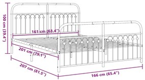 Πλαίσιο Κρεβατιού με Κεφαλάρι&amp;Ποδαρικό Λευκό 160x200εκ. Μέταλλο - Λευκό