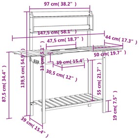 ΤΡΑΠΕΖΙ ΓΙΑ ΓΛΑΣΤΡΕΣ+ΝΕΡΟΧΥΤΗ ΓΚΡΙ 147,5X44X139,5ΕΚ ΜΑΣΙΦ ΕΛΑΤΗ 156348