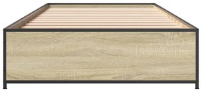 vidaXL Πλαίσιο Κρεβατιού Sonoma Δρυς 75 x 190 εκ. Επεξ. Ξύλο &amp; Μέταλλο