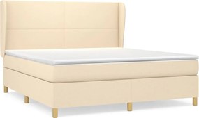 vidaXL Κρεβάτι Boxspring με Στρώμα Κρεμ 180x200 εκ. Υφασμάτινο