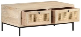 vidaXL Τραπεζάκι Σαλονιού 90x50x37 εκ. Μασίφ Ξύλο Μάνγκο/Φυσικό Καλάμι