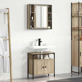 vidaXL Σετ Επίπλων Μπάνιου με ράφι 2 pcs Καφέ Επεξεργασμένο ξύλο