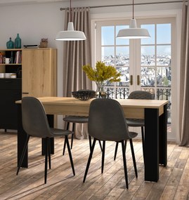 Insi Trust Τραπέζι επεκτεινόμενο 160(200)x90εκ. Helvezia Oak / Black  0021.GM46