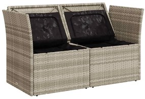 vidaXL Καναπές Κήπου Διθέσιος Αν. Γκρι από Συνθ. Ρατάν με Μαξιλάρια