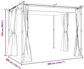 ΚΙΟΣΚΙ ΜΕ ΚΟΥΡΤΙΝΕΣ TAUPE 3 X 3 Μ. ΑΤΣΑΛΙΝΟ 313897